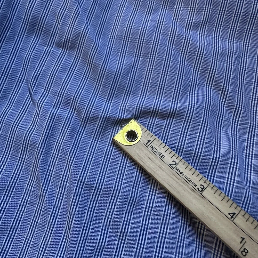 Canali Shirt Mens 43 17 Blue Plaid Dress Long Sleeve Button Front Italy‎ Cotton
